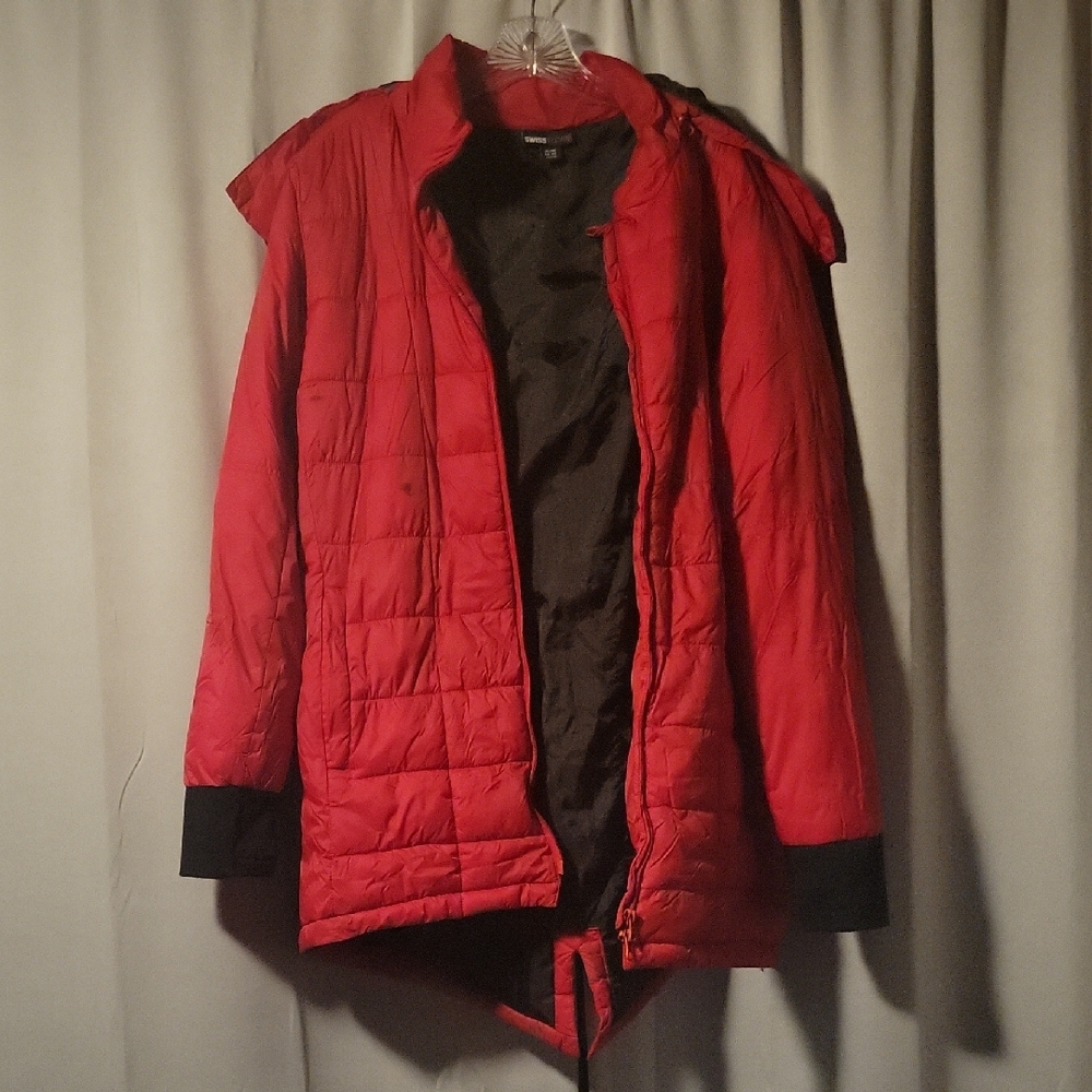 Swiss Tech Crimson Quilted Puffer Coat